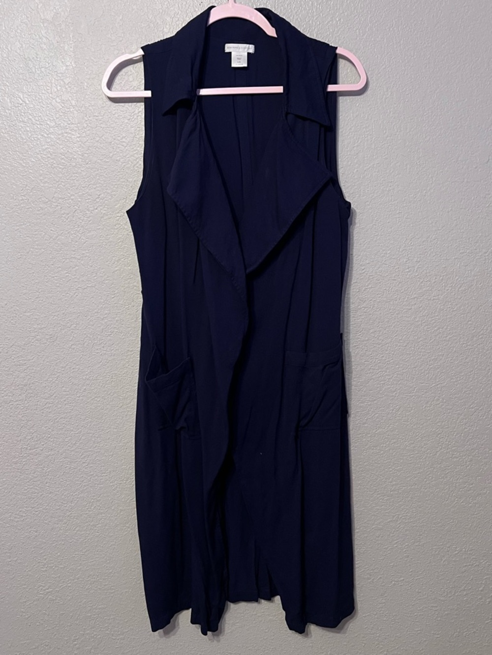 Sleeveless Navy Duster Vest
